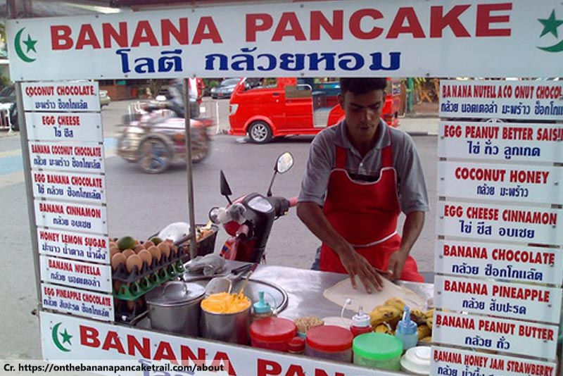 Roti, Banana Pancake Cart, Street Food Phuket 