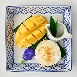 Khao Neow Ma Muang made at our Phuket cooking class