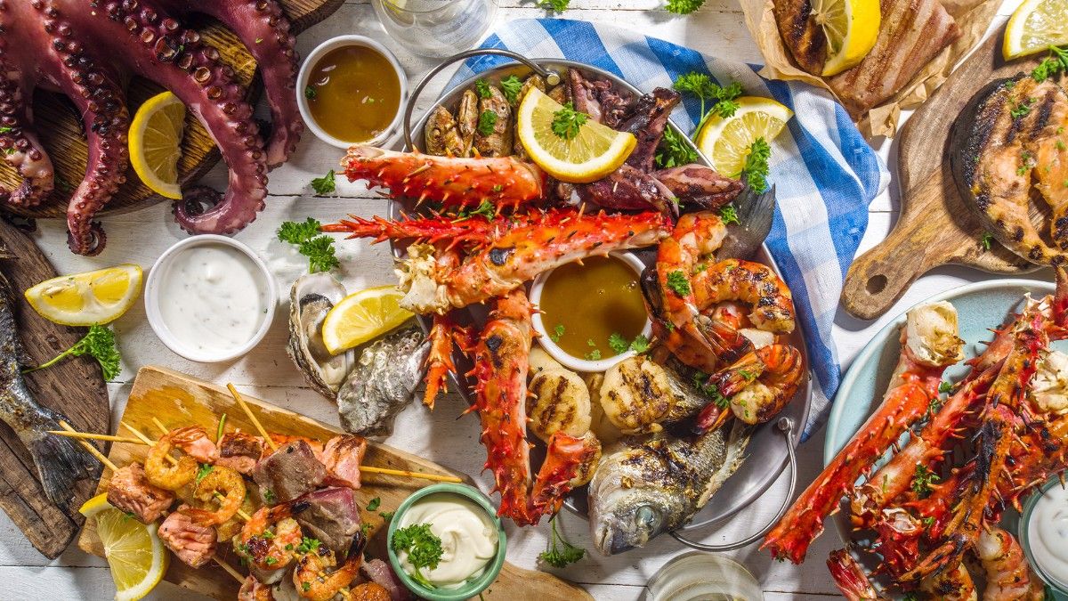 Variety of seafood dishes at our restaurant in Phuket