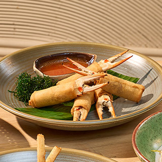 Homemade spring roll with crab meat - a popular Phuket Thai food