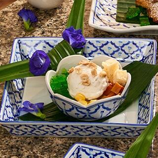 Coconut ice cream with local condiments